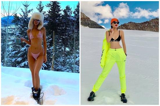Kendall Jenner dẫn đầu trào lưu mặc bikini giữa trời tuyết
