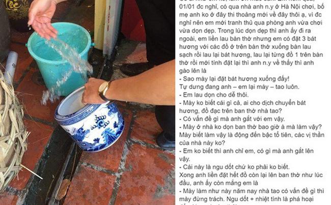 Hăng hái lau dọn bát hương khi đến nhà bạn trai chơi, cô gái nhận kết đắng còn dân mạng đau đầu cãi nhau-1