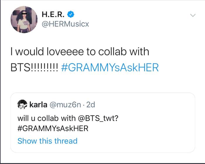 Nữ ca sĩ được BTS trao giải Grammy H.E.R thả thính hợp tác, một siêu phẩm âm nhạc sắp xuất hiện?-2