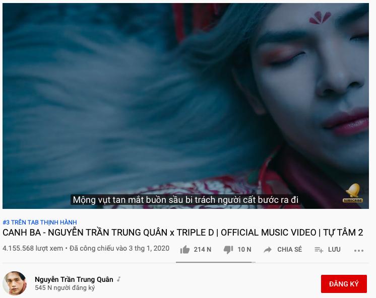 Sau khi oanh tạc mạng xã hội Trung Quốc, Canh ba của Nguyễn Trần Trung Quân leo top Trending Youtube Hàn Quốc-2