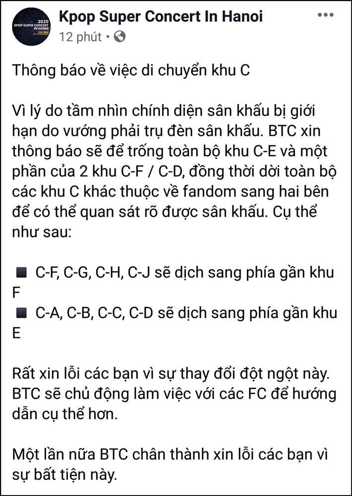 Trước giờ diễn chính thức chưa đầy 24h đồng hồ, BTC Kpop concert in Hanoi lại khiến fan phẫn nộ về chuyện chỗ ngồi-1