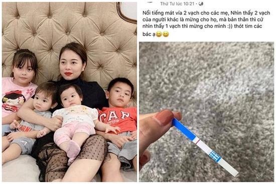 Hằng Túi hoang mang khoe que thử thai 2 vạch, tiếp tục bầu lần 5