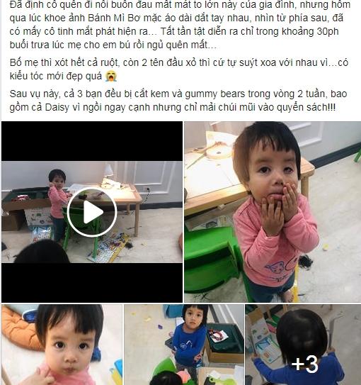 Sơ ý ngủ quên, MC Minh Trang tá hỏa khi dậy thấy đầu tóc các con trụi cả mảng-1