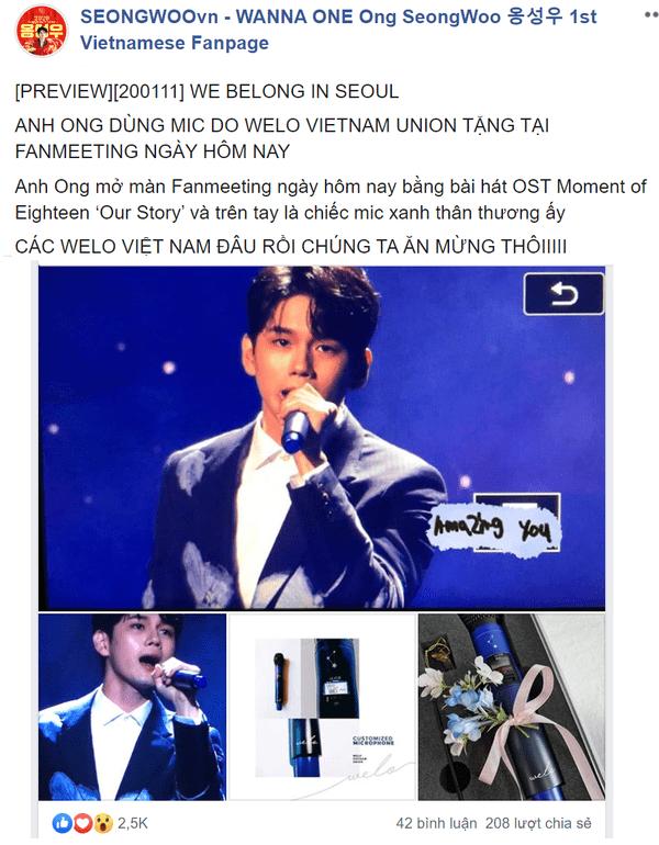 Ong Seong Wu sử dụng mic do fan Việt tặng tại fanmeeting-2