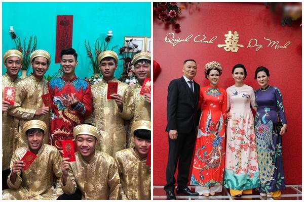 Đỗ Duy Mạnh và Quỳnh Anh chơi lớn với bộ áo ăn hỏi cầu kỳ, khổ nỗi lại tông lệch tông-7