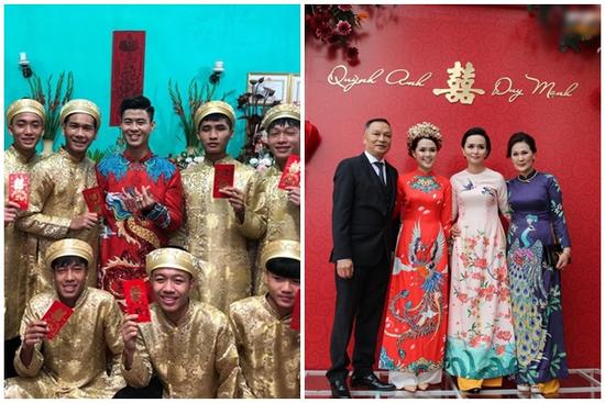 Chú rể Đỗ Duy Mạnh trang điểm 'sương sương', cô dâu Quỳnh Anh vấn đầu tổ chim trong lễ ăn hỏi