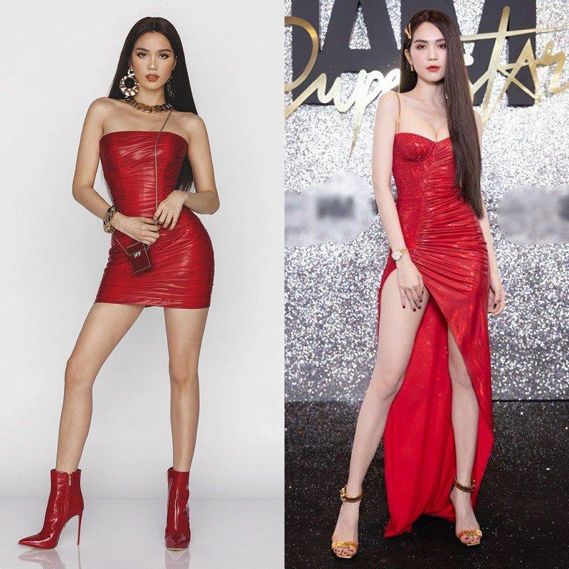 Nhuộm da nâu nóng bỏng, Ngọc Trinh hơn hẳn Hương Giang khi diện cùng một chiếc đầm-1