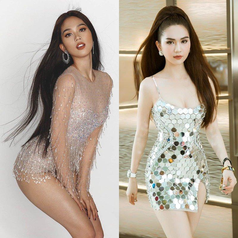 Nhuộm da nâu nóng bỏng, Ngọc Trinh hơn hẳn Hương Giang khi diện cùng một chiếc đầm-3