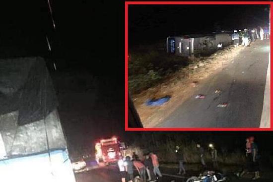 Xe khách bị lật ở Đắk Lắk, hơn 10 người thương vong