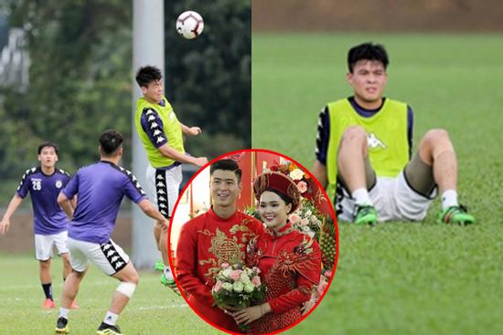 Đỗ Duy Mạnh 'vật lộn' trên sân cỏ sau lễ ăn hỏi chưa được một ngày đã phải chia tay Quỳnh Anh