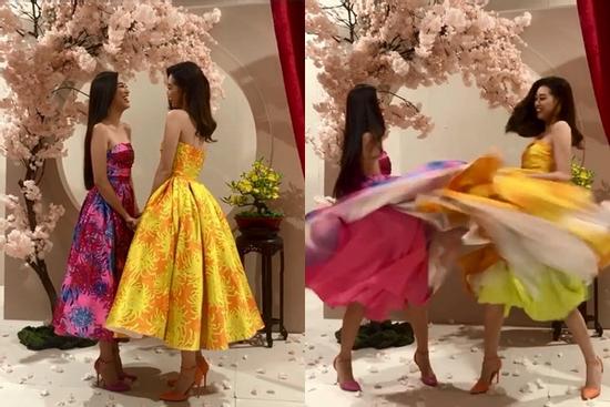 Tái hiện màn nắm tay trao giải, Hoa hậu Khánh Vân - Á hậu Kim Duyên tốc váy 'choảng' nhau