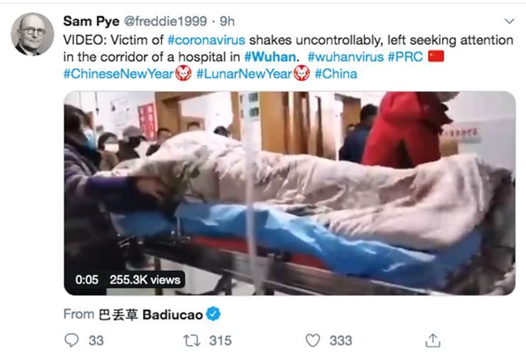 Clip: Khiếp sợ bệnh nhân bị virus corona hành hạ, rung bần bật trên cáng ở bệnh viện Vũ Hán-1