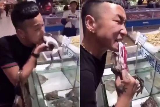 Clip: Kinh hoàng nhìn nam thanh niên ăn ếch sống giữa 'tâm bão' virus corona hoành hành ở Trung Quốc