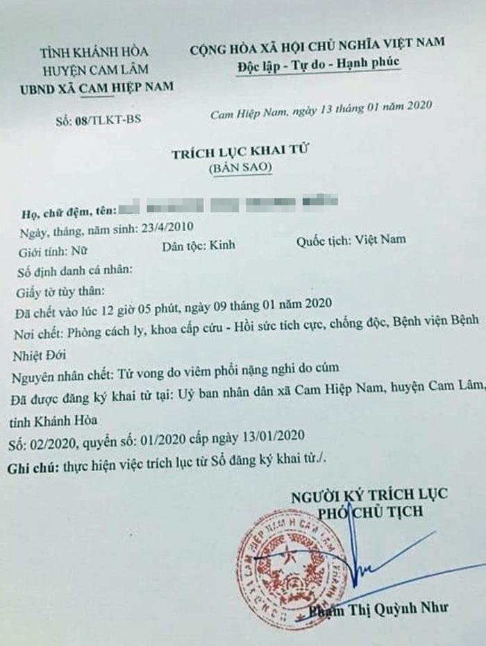 Khánh Hòa thông tin bệnh nhi tử vong do nhiễm chủng cũ của corona-1