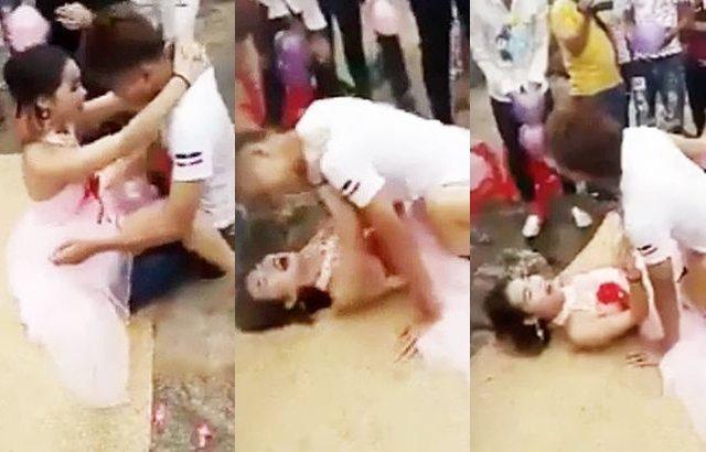 Cô dâu, chú rể vui vẻ nằm đè lên người nhau giữa thanh thiên bạch nhật làm khách mời choáng váng-1