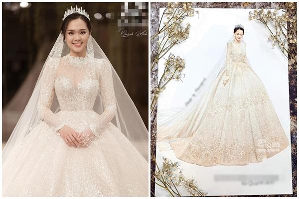 Cận cảnh váy cưới đẹp đến nín thở biến 'công chúa béo' Quỳnh Anh thành cô dâu cổ tích