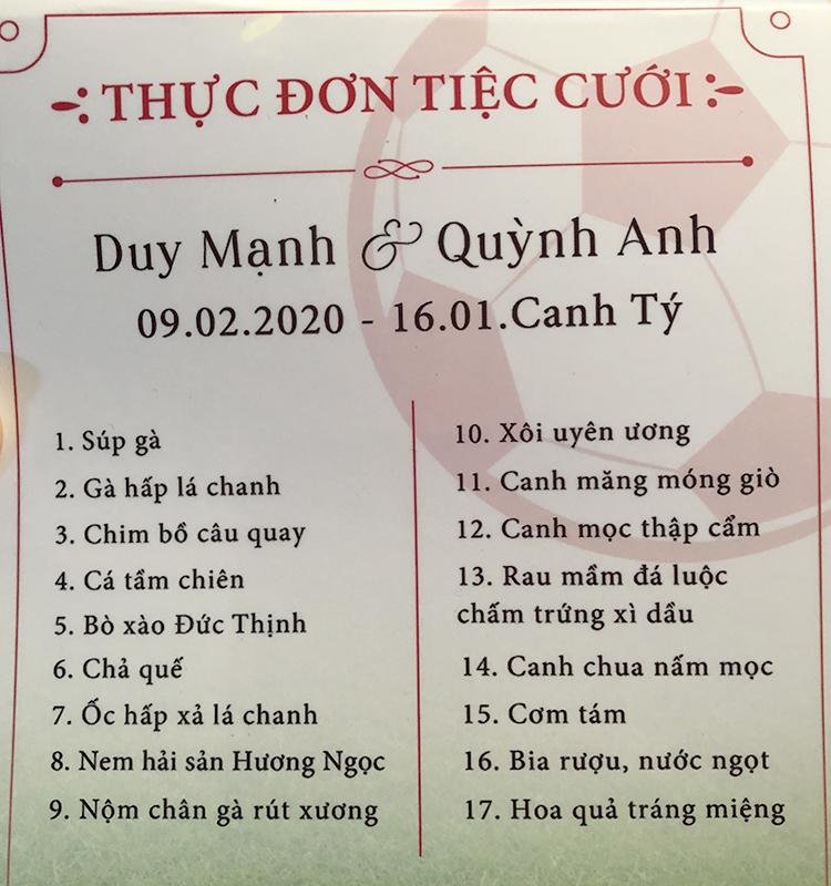 Thực đơn tiệc cưới 17 món ở nhà Duy Mạnh-1