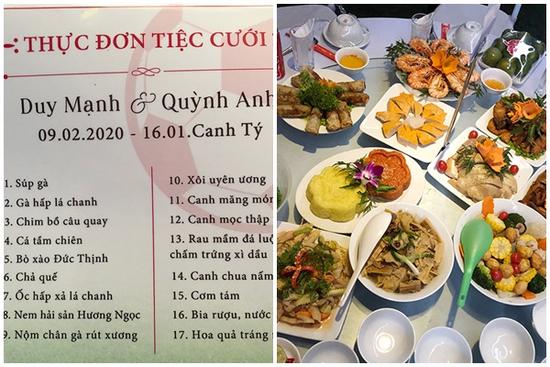 Thực đơn tiệc cưới 17 món ở nhà Duy Mạnh