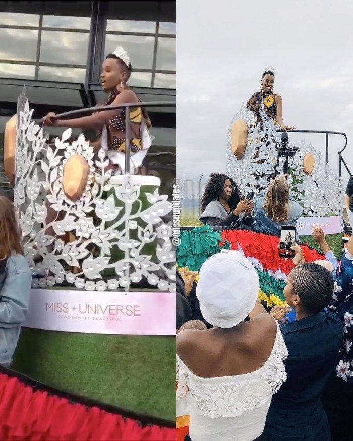 Miss Universe 2019 gây sốt khi mặc sành điệu trên cỗ xe hộ tống lấy cảm hứng từ trang phục dân tộc và vương miện triệu đô-3
