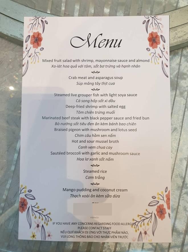 Thực đơn đám cưới Duy Mạnh tại khách sạn 5 sao-1