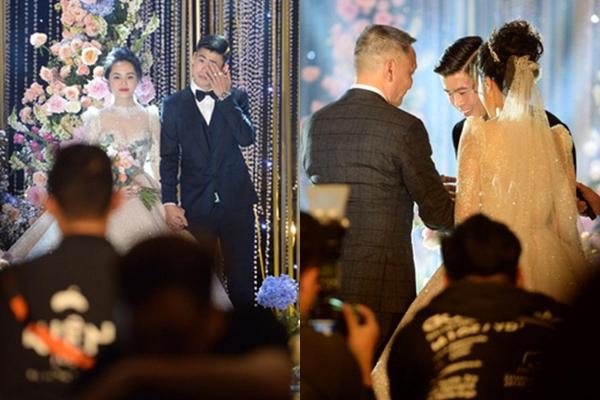 Khoảnh khắc xúc động trong đám cưới Duy Mạnh  - Quỳnh Anh: Chú rể bật khóc trước lời căn dặn của bố vợ-1