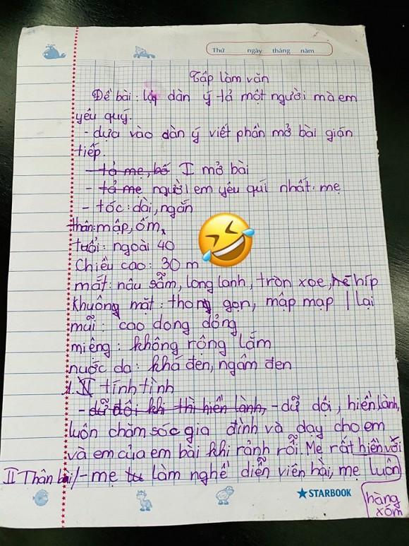 Con gái Thúy Nga làm văn tả mẹ, dân mạng cười nắc nẻ trước sự phóng đại chiều cao-1