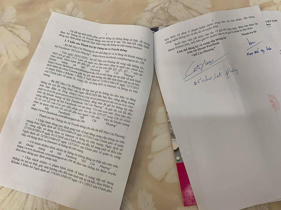 Cát Phượng công khai biên bản làm việc với Sở TT&TT, xin lỗi vì đưa tin sai về đại dịch corona-2
