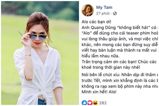 Mỹ Tâm lên tiếng sau đồn đoán vào vai 'tiểu tam' phá hoại Kiều Minh Tuấn và Kaity Nguyễn trong 'Tiệc trăng máu'