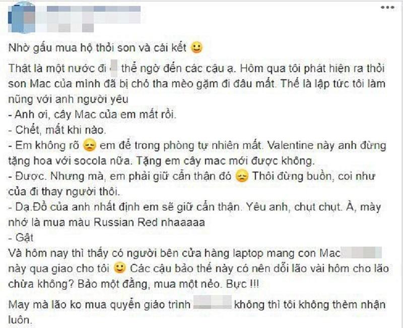 Đòi mua son MAC, cô gái được bạn trai tậu hẳn Macbook về làm quà khiến dân mạng trầm trồ vì quá hời-1