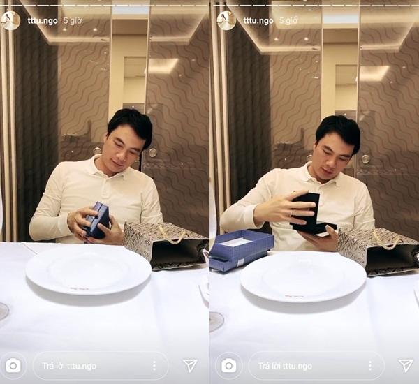 Bóc quà Valentine của Á hậu Thanh Tú, chồng đại gia bất ngờ với món đồ bé tẹo-2