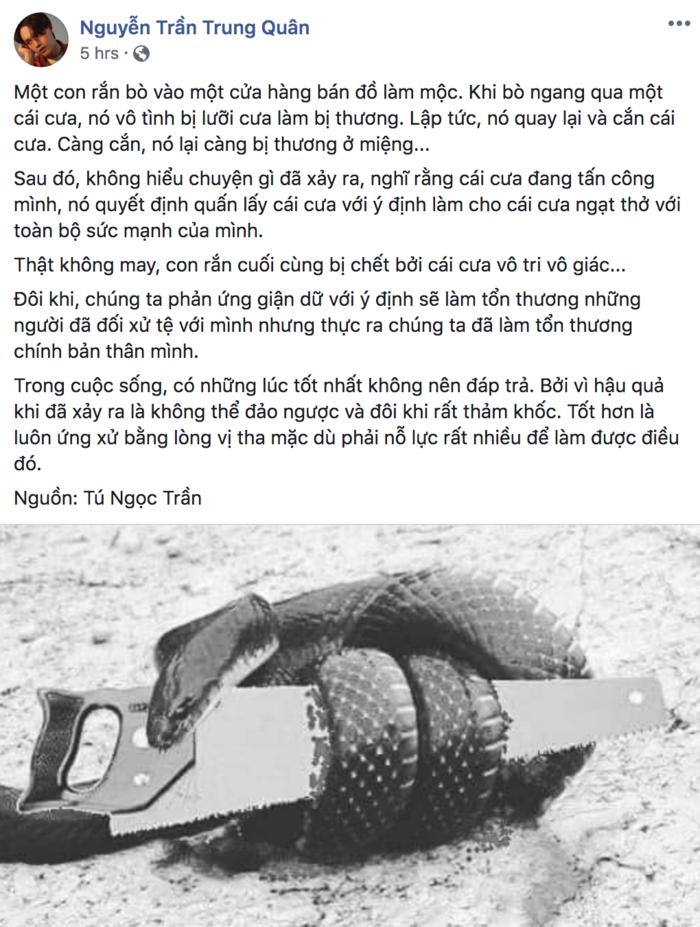 Giữa tâm bão Denis Đặng, Nguyễn Trần Trung Quân lên tiếng: Có những lúc tốt nhất không nên đáp trả-1