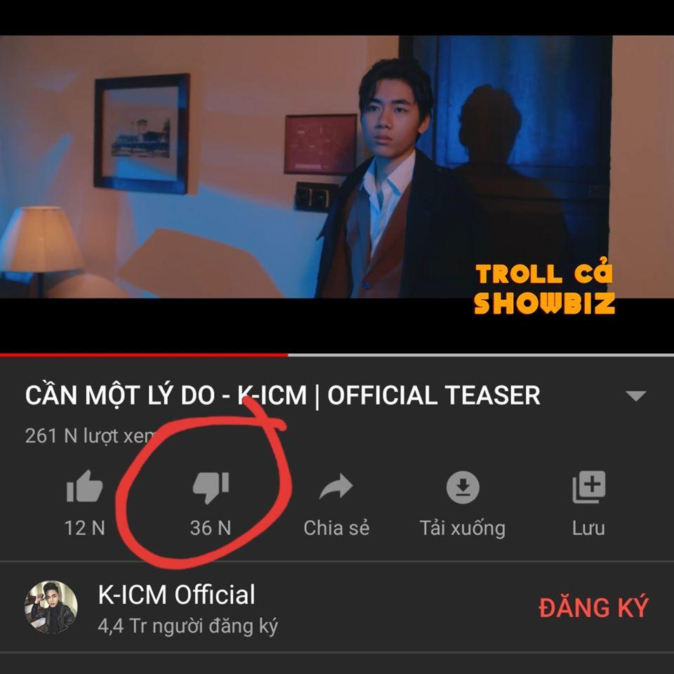 Sau vài giờ đăng tải lượng dislike của teaser MV Cần một lý do của K-ICM đang tăng tốc với độ không phanh-4