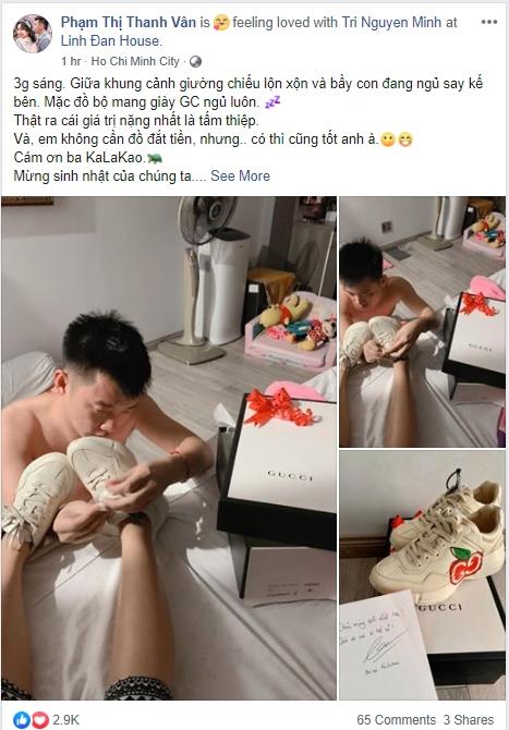 Sướng như Ốc Thanh Vân: chồng mang thiệp tận giường, xỏ giày hiệu tận chân cho vợ nhân dịp sinh nhật-4