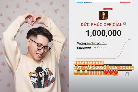 Cán mốc 1 triệu lượt đăng ký kênh Youtube, Đức Phúc phấn khích: 'Ôi nút vàng của tôi!'