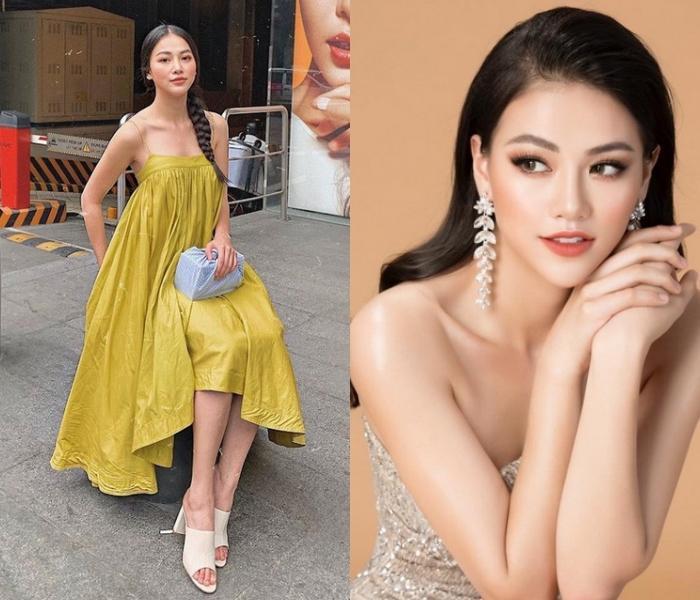 Nguyễn Phương Khánh còn rơi vào tình trạng thê thảm hơn khi chiếc đầm rộng của Hoa hậu Trái Đất trông như vừa bới trong tủ đồ ra vậy.