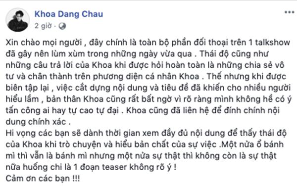 Châu Đăng Khoa lên tiếng chuyện đá xéo Jack: Do chương trình cắt dựng dẫn đến hiểu lầm, bản thân không có ý tấn công ai-2