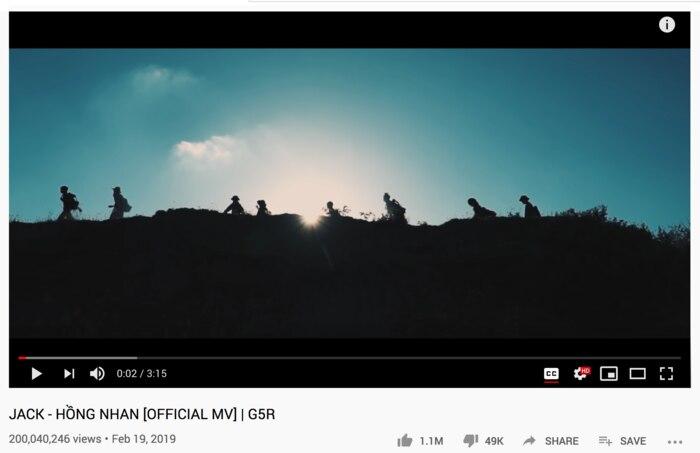 Jack trở thành ca sĩ Vpop đầu tiên có 3 MV trên 200 triệu view với Hồng nhan-1