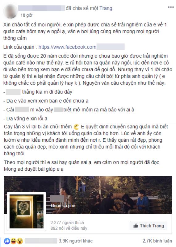 Quán cafe nổi tiếng Hà Nội bị tố vô văn hóa, chủ quán chửi khách: Mày đến không biết mở mồm chào hỏi ai à?-2