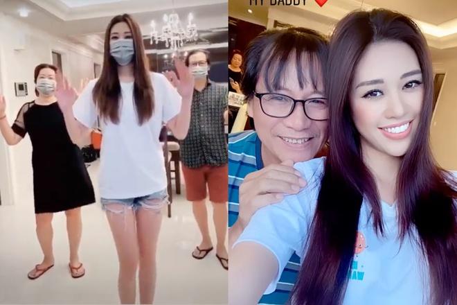 Hoa hậu Khánh Vân cùng ba mẹ nhảy vũ điệu rửa tay-1