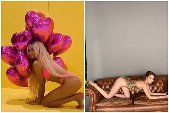 H'Hen Niê và Ngọc Trinh được đưa lên bàn cân so sánh khi cùng khoe clip hậu trường chụp bikini