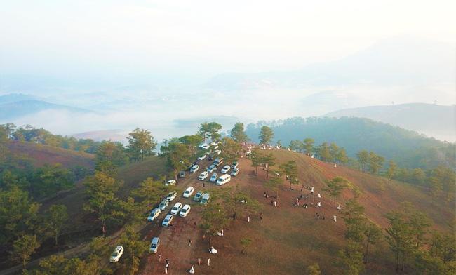 Hàng chục cặp cô dâu, chú rể kéo đến ngọn đồi hot nhất tại Đà Lạt, chen nhau từng mét vuông đất chỉ để chụp ảnh-2