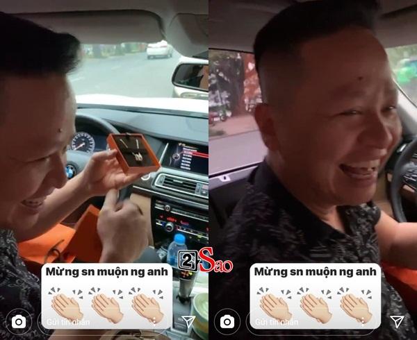 Anh rể đại gia cười tít mắt khi được Á hậu Thanh Tú tặng dây chuyền hàng hiệu-2