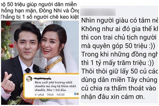 Ủng hộ 50 triệu chống ngập mặn miền Tây, vợ chồng Đông Nhi lại bị chỉ trích keo kiệt