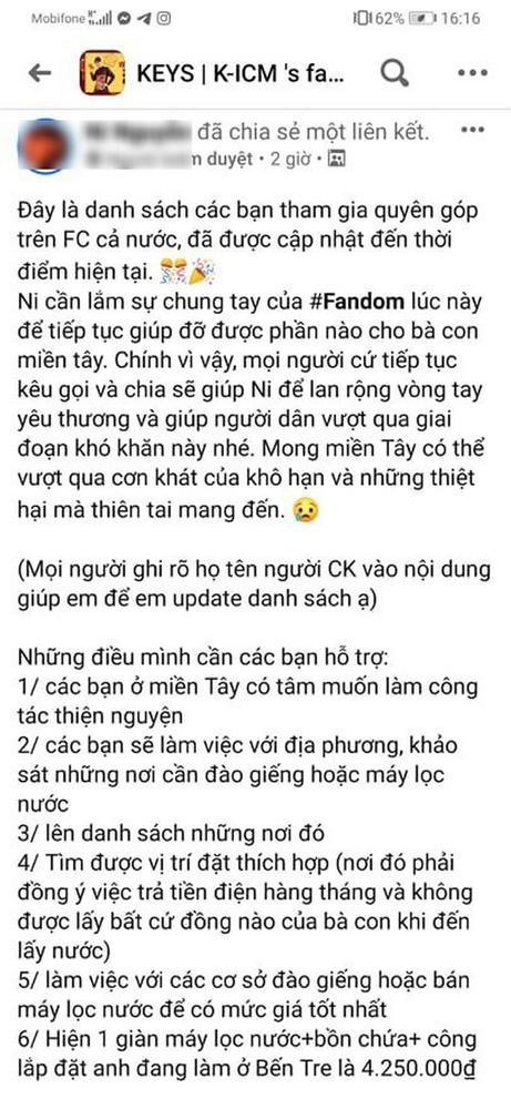 K-ICM và FC Keys đồng lòng ủng hộ miền Tây: Fandom vừa cày view xịn vừa tích cực vì cộng đồng, số tiền lên đến 50 triệu-1