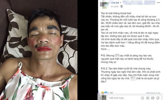 Anh chồng làm đủ việc nhà rồi mới dám đi nhậu vẫn bị vợ chơi khăm-1