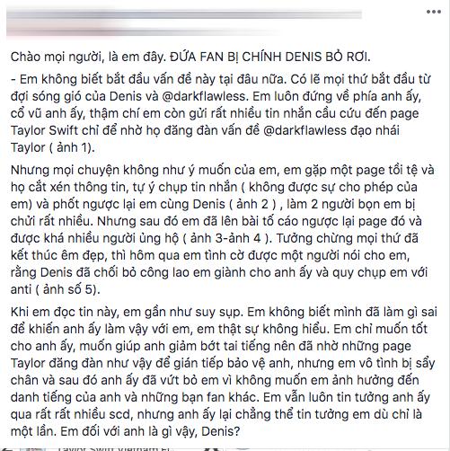 Từng đi khắp nơi minh oan cho Denis Đặng, fan cuồng bỗng tố ngược bị thần tượng bỏ rơi hòng giữ tiếng-1