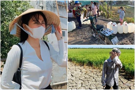 'Trầy da tróc vẩy' khảo sát hạn mặn, Thủy Tiên xót xa người nông dân đội nắng chờ nước về