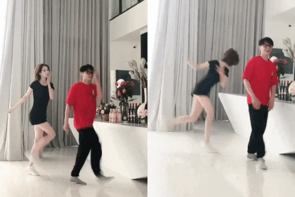 Tập nhảy quá hăng, Ngọc Trinh trượt chân ngã chúi đầu vào bàn nhưng vẫn phản ứng cực ngầu