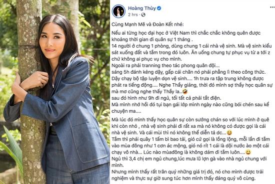 Á hậu Hoàng Thùy 'dằn mặt' những người chê bai điều kiện cách ly