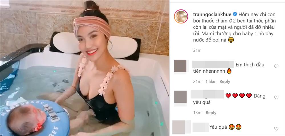 Lan Khuê tắm bồn cùng con trai, ngoại hình mẹ bỉm sữa đặc biệt gây chú ý-1